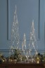 Laura Ashley Set of 3 Silver Glitter LED Trees