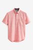 Light Pink Regular Fit Linen Blend Short Sleeve Shirt