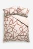 Rust Brown/Ecru Cream Reversible Abstract Duvet Cover and Pillowcase Set