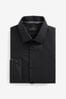 Black Slim Fit Signature Textured Double Cuff Shirt With Trim Detail, Slim Fit