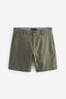 Khaki Green Loose Stretch Chino Shorts