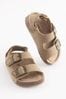 Stone Beige Standard Fit (F) Double Buckle Cushioned Footbed Sandals, Standard Fit (F)