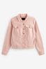 Blush Pink Fuller Bust Denim Jacket, Regular