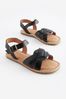 Black Standard Fit (F) Woven Leather Sandals