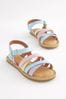 Rainbow Leather Multi-strap Sandals