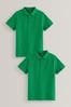 Green 2 Pack Cotton School Polo Shirts (3-16yrs), 2 Pack