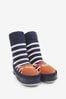 JoJo Maman Bébé Navy Ecru Stripe Moccasin Slipper Socks