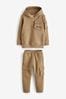 Tan Brown Set Utility Hoodie And Joggers (3-16yrs)