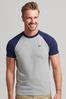Superdry Grey Marl/Rich Navy Organic Cotton Baseball T-shirt