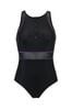 Pour Moi Black & Purple Energy Chlorine High Neck Zip Front Swimsuit