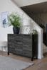 Black Bronx Oak Effect Slim Large Sideboard, Large