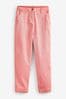 Pink Casual Chino Cotton Taper Tricot Trousers, Regular