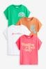 Pink/Orange/Green 4 Pack Slogan T-Shirts (3-16yrs)