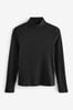 Black Long Sleeve Ribbed Roll Neck Top