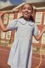 Blue Cotton Rich School Gingham Pretty Collar Dress (3-14yrs)