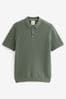 Sage Green Textured Knitted Polo Shirt