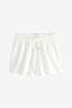 White Cotton Crinkle Shorts