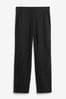 Black Linen Blend Taper Trousers, Petite