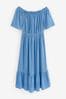 Blue Off Shoulder Midi Summer Dress, Regular