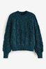 Teal Blue Pom Neppy Cable Stitch Jumper