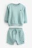 Teal Blue cropped Sweatshirt and Shorts Set (3mths-7yrs)