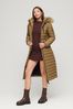 Superdry Brown Faux Fur Hooded Longline Light Padded Puffer Coat