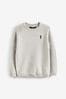 Grey With Stag Textured Crew Jumper (3-16yrs), With Stag