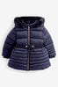 Baker by Ted Baker Shower Resistant Navy Skirted Coat With Mittens