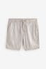 Bone Grey Drawstring Linen Blend Shorts