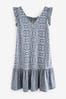 Morris & Co. St James Print Ruffle Sleeve Tie Back Mini Dress With Linen, Regular