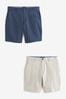 Light Stone & Vintage Blue Slim Stretch Chino Shorts 2 Pack, Slim