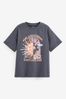 Charcoal Grey/Purple Oversized Graphic T-Shirt (3-16yrs)