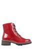 Pavers Red Metallic Lace Up Ankle Boots