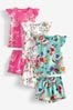 Pink/Blue Floral Short Pyjamas 3 Pack (9mths-16yrs)