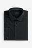 Black Slim Fit Signature Textured Single Cuff Boys Shirt With Trim Detail, Slim Fit