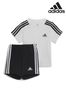 adidas White Sportswear Essentials T-Shirt and Shorts Set