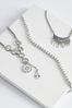 Silver Tone Chain/White Bead Multi Layer Necklace