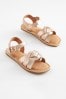 Rose Gold Standard Fit (F) Woven Leather Sandals, Standard Fit (F)
