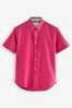 Magenta Pink Regular Fit Short Sleeve Oxford Shirt