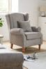 Woven Chenille Light Grey Sherlock Highback Armchair, Regular