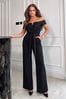 Girl In Mind Black Aveline Off Shoulder 2-in-1 Lace Wide Leg Jumpsuit