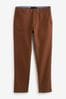 Rust Brown Straight Stretch Chino Trousers, Straight