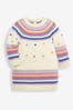 JoJo Maman Bébé Cream Bright Stripe Knitted Jumper Dress