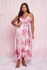 Chi Chi London Pink Cami Floral Print Wrap Midi Dress