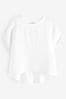 White Short Sleeve Cupro Woven Mix Boxy T-Shirt, Regular