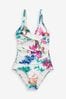 White Floral Tummy Control Swimsuit, Regular