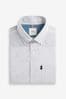 White Print Regular Fit Short Sleeve Easy Iron Button Down Oxford Shirt, Regular Fit Short Sleeve