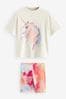 Pink Sequin Unicorn Oversized T-Shirt and Cycling Shorts Set (3-16yrs)