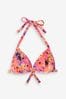 Pink Floral Moulded Triangle Bikini Top