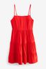 Red Mini Tiered Cami Summer Dress, Regular